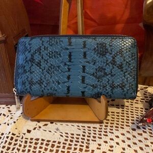 Coach blue snake skin pattern wallet